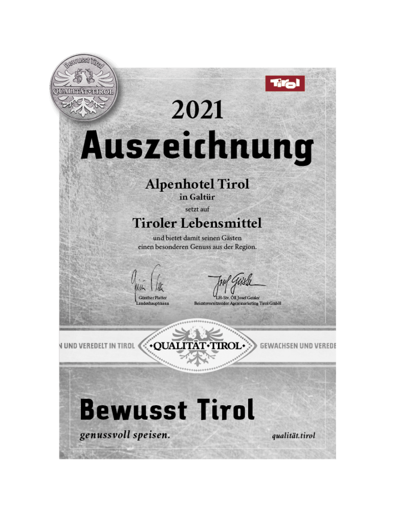 Auszeichnung 2021 - Bewusst Tirol